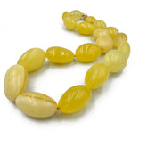 Milky Amber Big Nugget Beads Necklace 14k Gold Plated